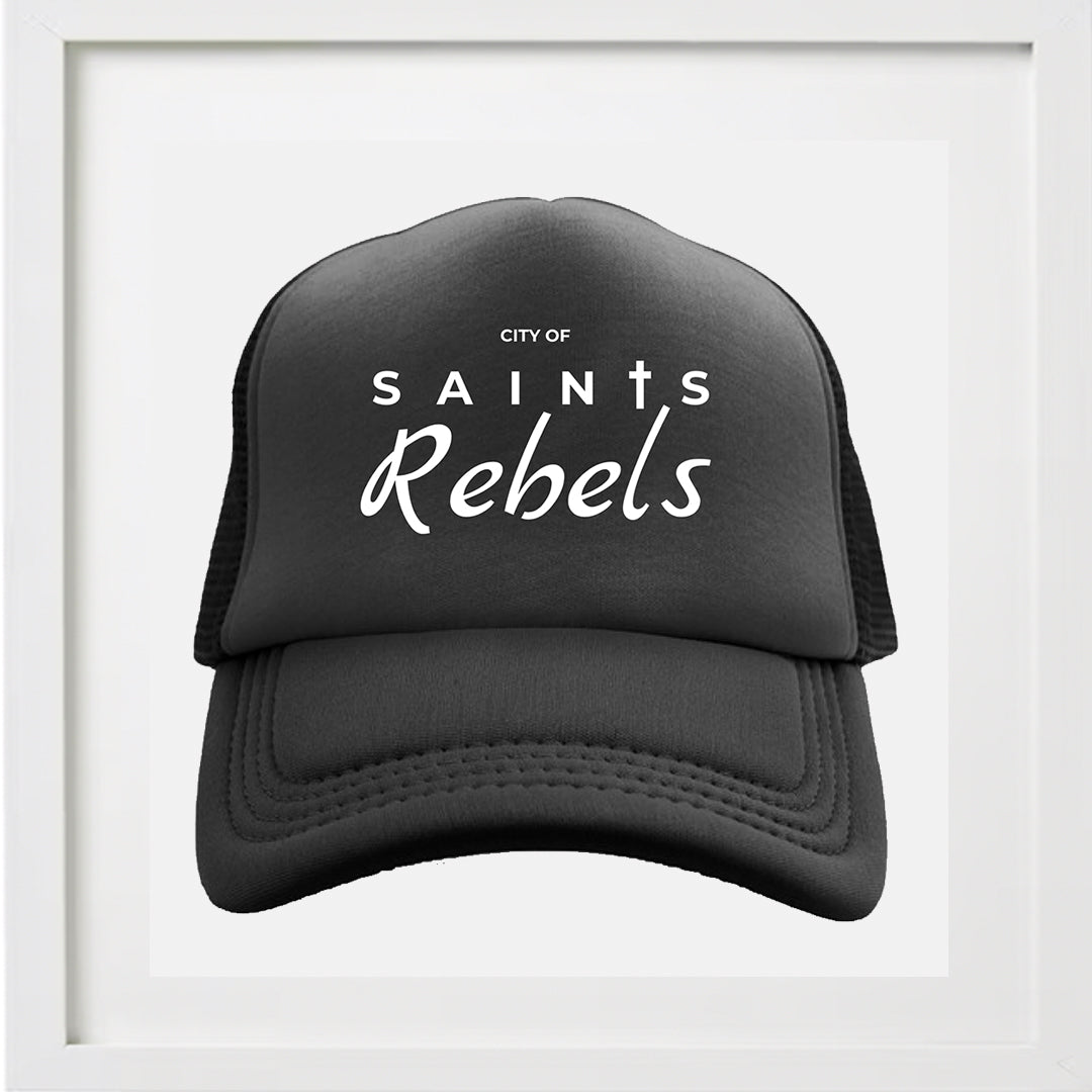 CITY OF SAINTS AND REBELS TRUCKER HAT