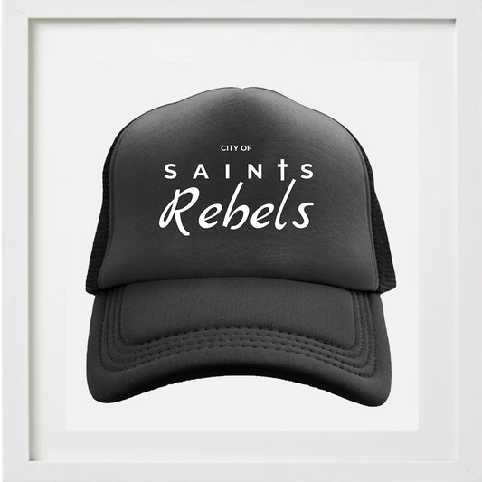 CITY OF SAINTS AND REBELS TRUCKER HAT